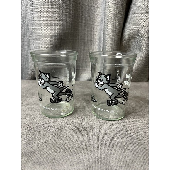 Vintage 1990 Welchs Jelly Glasses TOM & JERRY 4" Lot Bundle - Picture 1 of 8